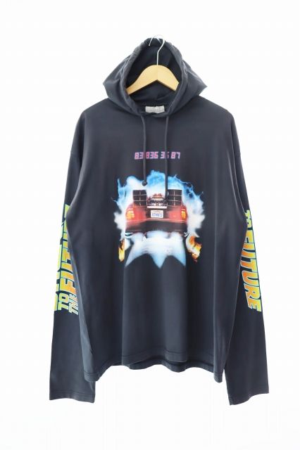 ヴェトモン ベトモン VETEMENTS VTMNTS 22SS Back to the future jersey Hoodie バックトゥザフューチャー フーディ パーカー プルオーバー VL12TR400B S 黒 ブラック AA250130