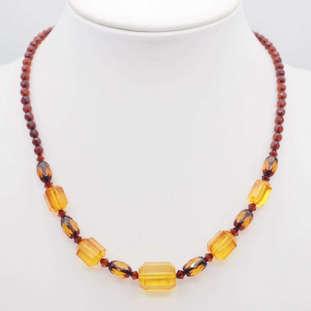 F757 琥珀 コハク アンバー ネックレス ミックスカラー デザイン