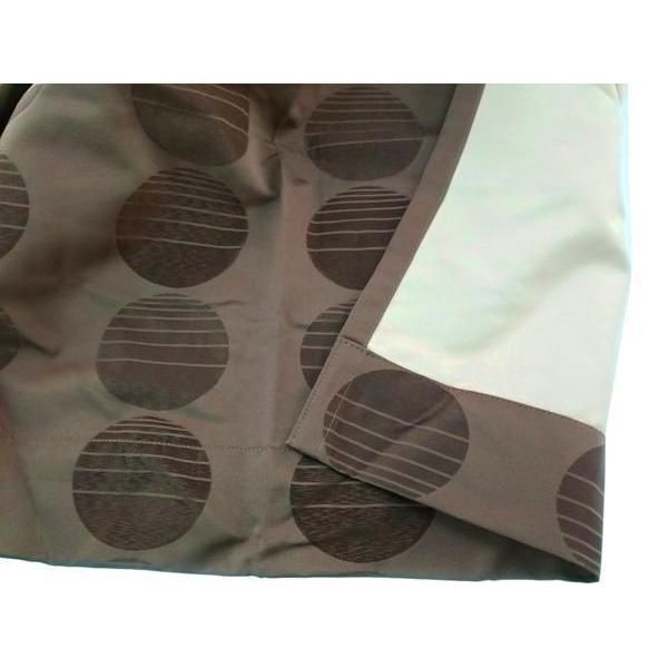 ドレープカーテン 遮熱 1級遮光 1枚 幅200x110cm ドット柄 ブラウン系