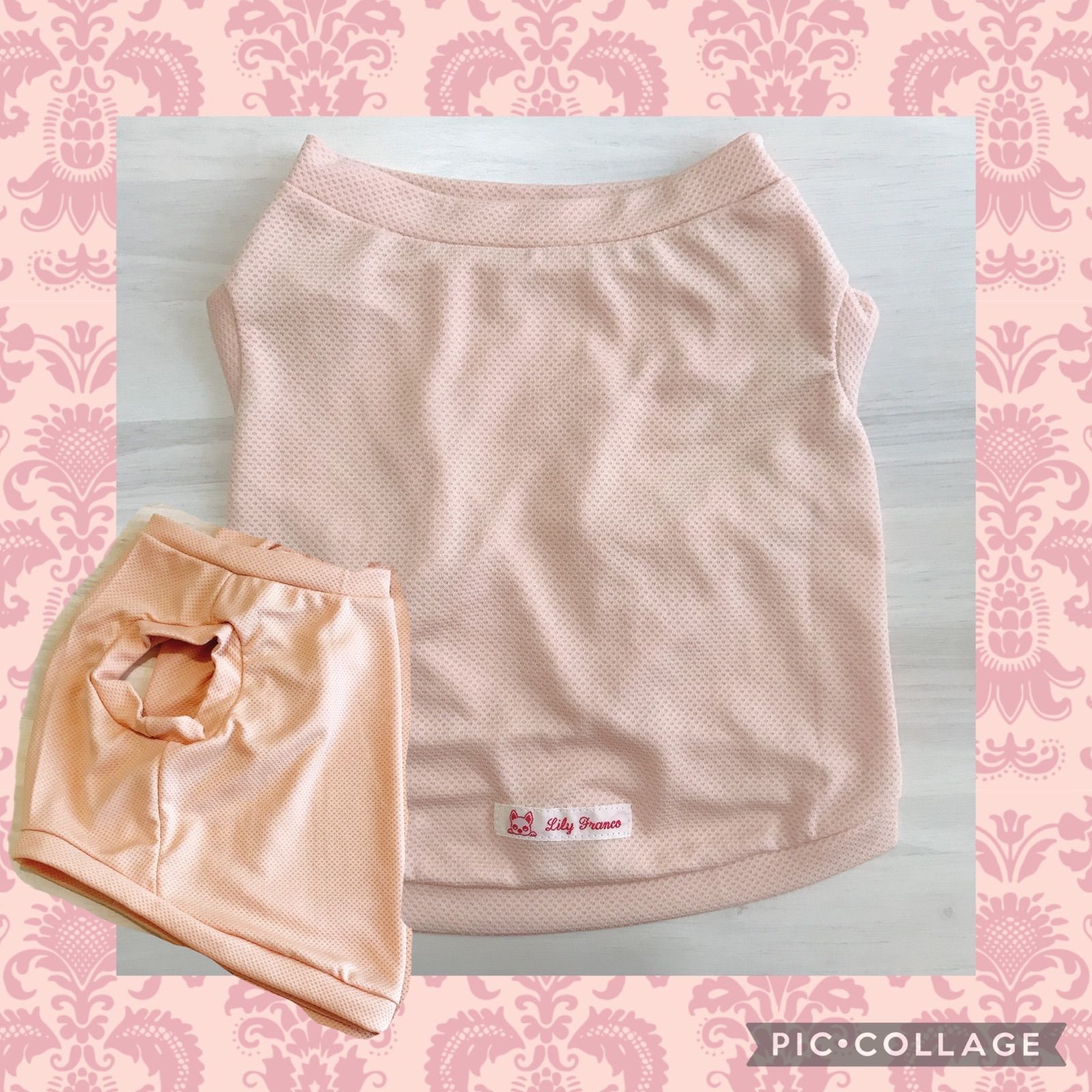 犬服 タンクトップ(S) ꒡̈⃝Lily꒡̈⃝ハンドメイド 犬服 ミニ裏