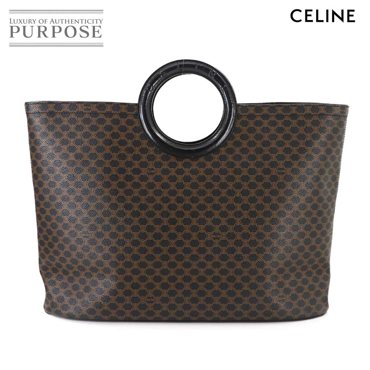 セリーヌ CELINE マカダム サークルハンドル ハンド バッグ PVC レザー 