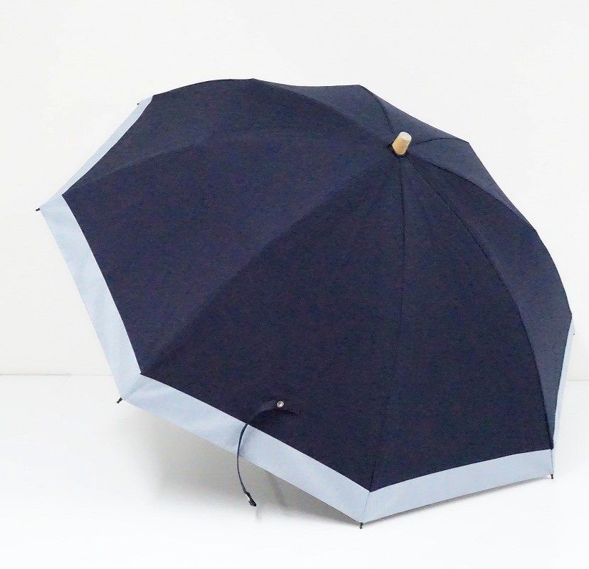 SUN BARRIER 100 折りたたみ傘 50cm ネイビー サンバリア100 完全遮光折日傘 USED品 2段折 無地 ネイビー 紺