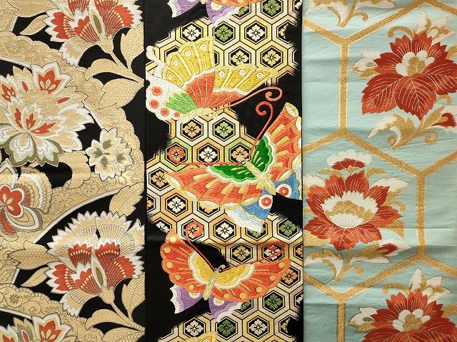 平和屋本店□袋帯 西陣 まとめて100点 向かい鶴 人物 蝶 更紗 花柄 宝