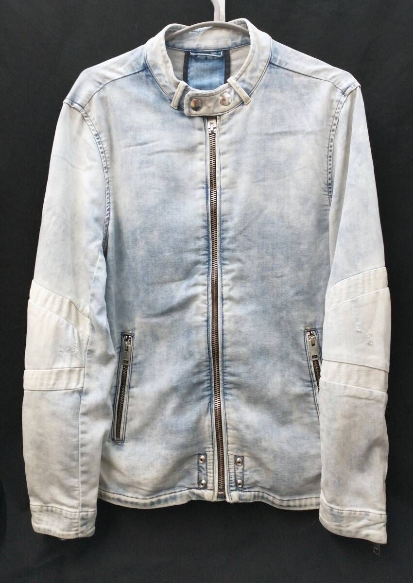 [17SS] DIESEL DENIM RIDERS JACKET ディーゼル デニム ライダース ジャケット Gジャン S 水色 ライトブルー 