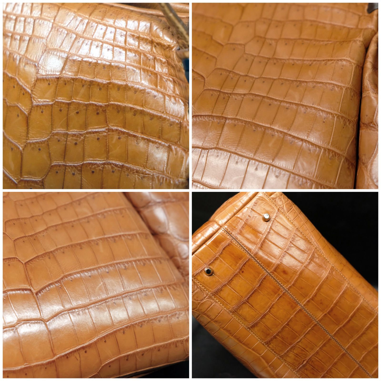 JRA認定 ジンバブエ産ナイルクロコダイル革 トートバッグ センター取り