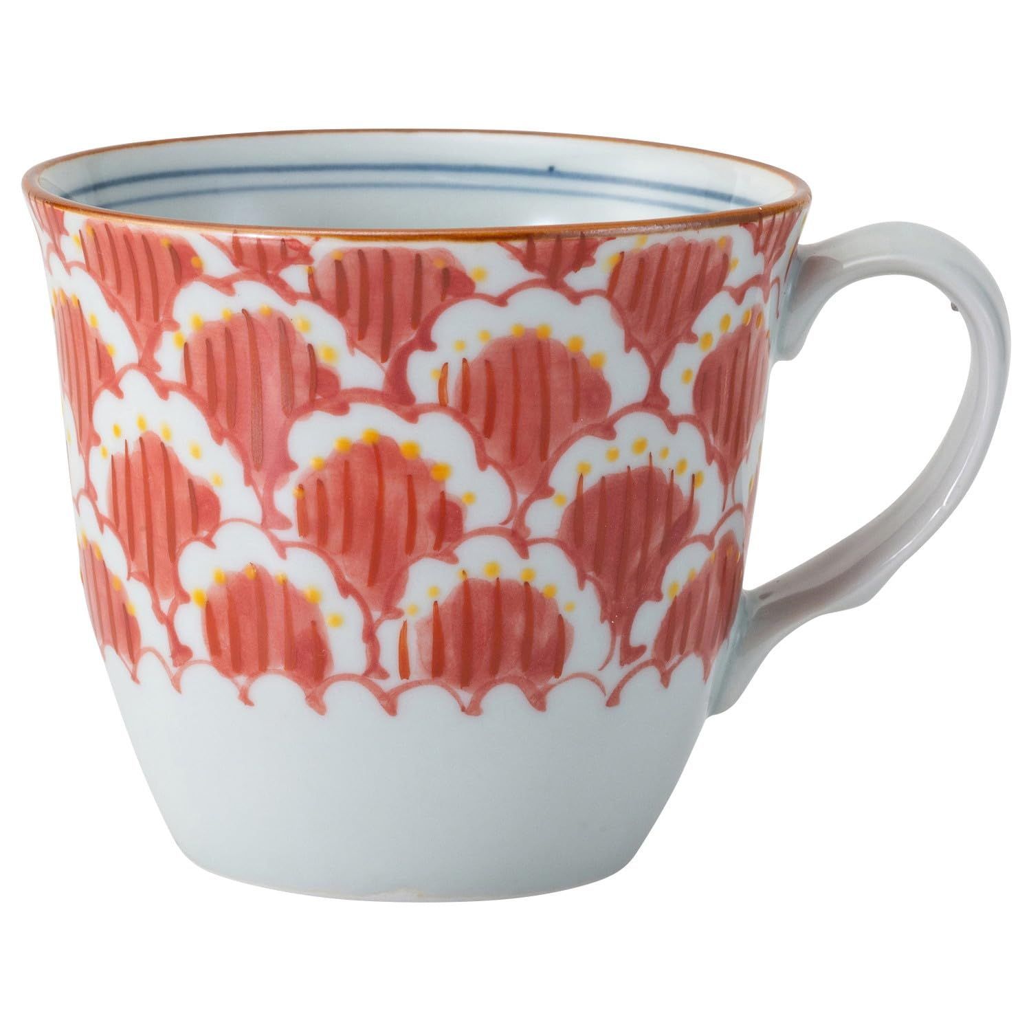 人気商品 有田焼 マグカップ 容量約310ml 花弁 レッド 電子レンジ可 食洗器対応 25419