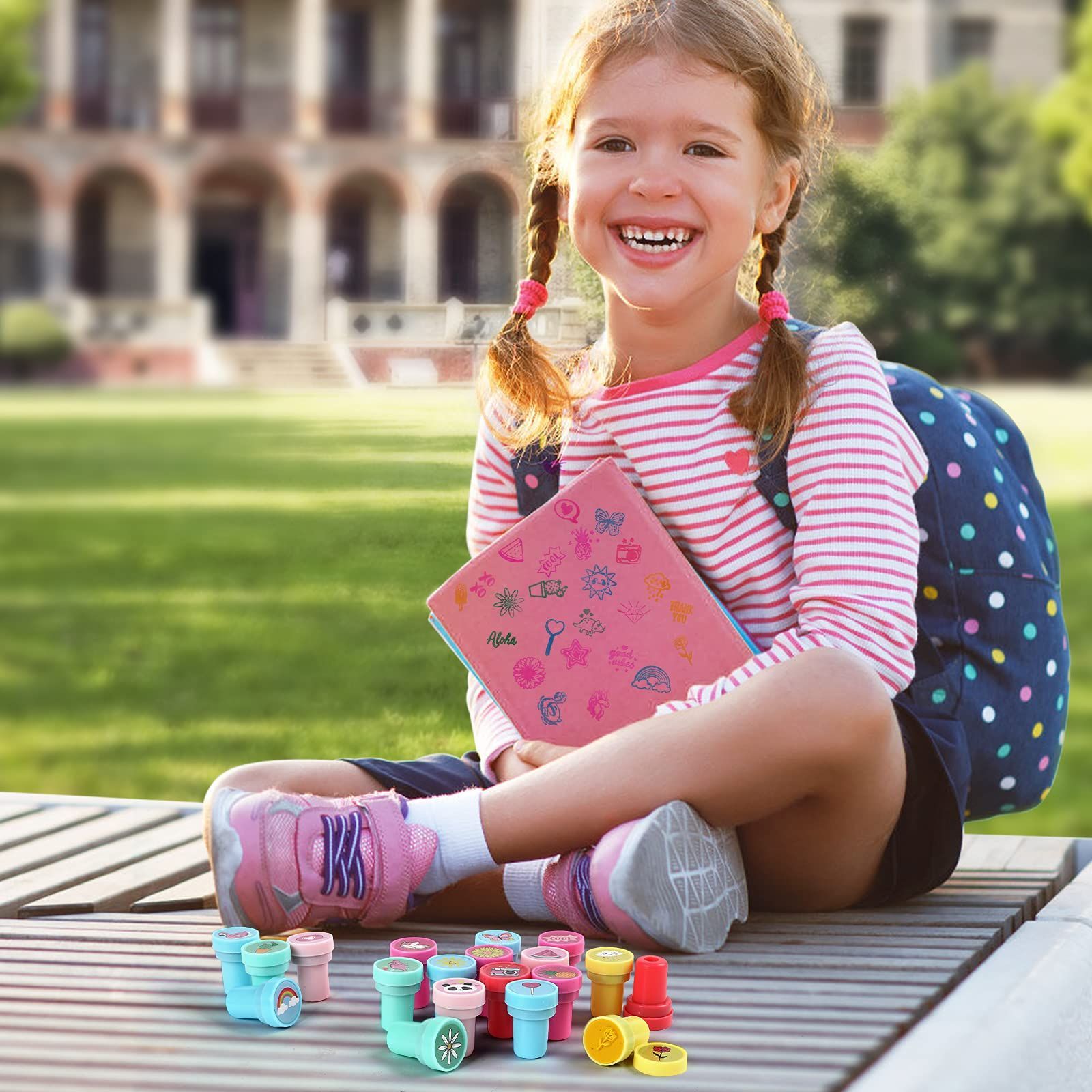 Kesote スタンプ かわいい 26個セット 景品 おもちゃ 縁日 夏祭り 景品 子供 女の子 おもちゃ はんこ インク付き