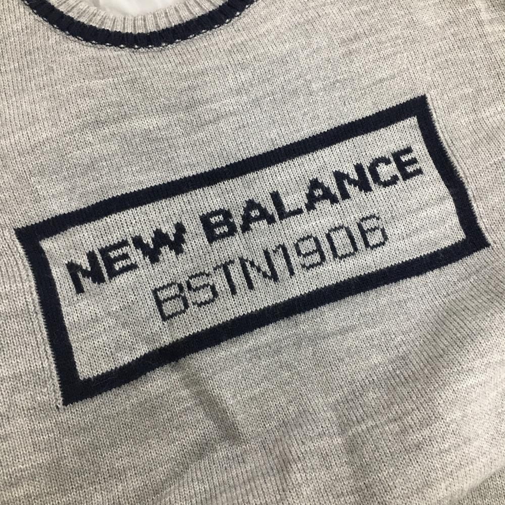 超美品】ニューバランスゴルフ セーター グレー×ネイビー 胸元ロゴ