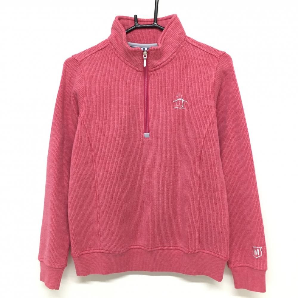 SALE価格マンシングウェア ハイネックセーター ピンク ハーフジップ 裏起毛 ニット レディース M ゴルフウェア Munsingwear