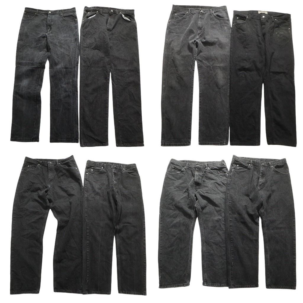 古着卸 Wrangler ラングラー ブラックデニム パンツ 8枚セット メンズ 36 |38 皮パッチ アメカジ 古着 NA6448