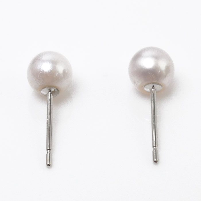 K14WG ホワイトゴールド ピアス パール約5.0mm/約5.1mm 0.6g
