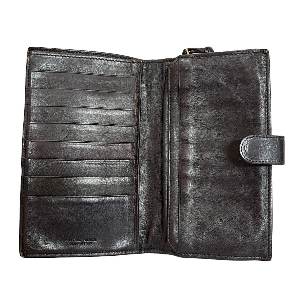 ボッテガヴェネタ イントレチャート レザー 二つ折り財布 ラウンド