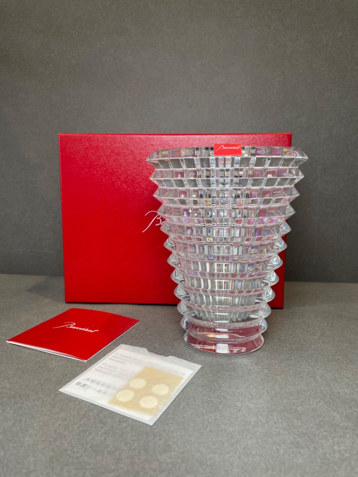 未使用】バカラ アイ フラワー ベース クリアー 花瓶 14.5cm 新品未