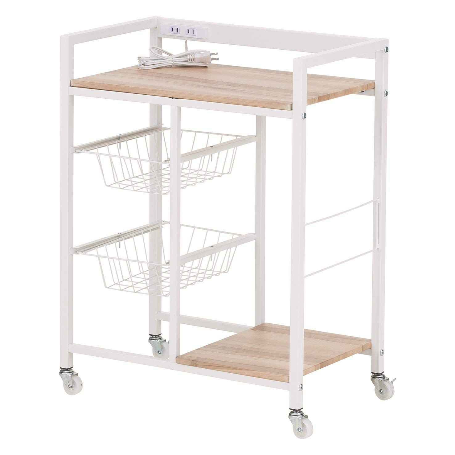 武田コーポレーション 収納ラック 棚 キャスター付き コンセント付き ヴィンテージナチュラル 56×34×72.5㎝ ヴィンテージ調 キッチンワゴン T0-VKW56VNA