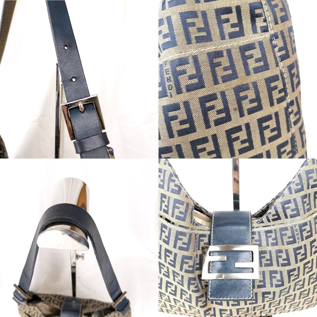 高貴なヴィンテージ✨】 FENDI フェンディ ショルダーバッグ マンマバケット ズッキーノ柄 肩掛け ベージュ ネイビー - メルカリ