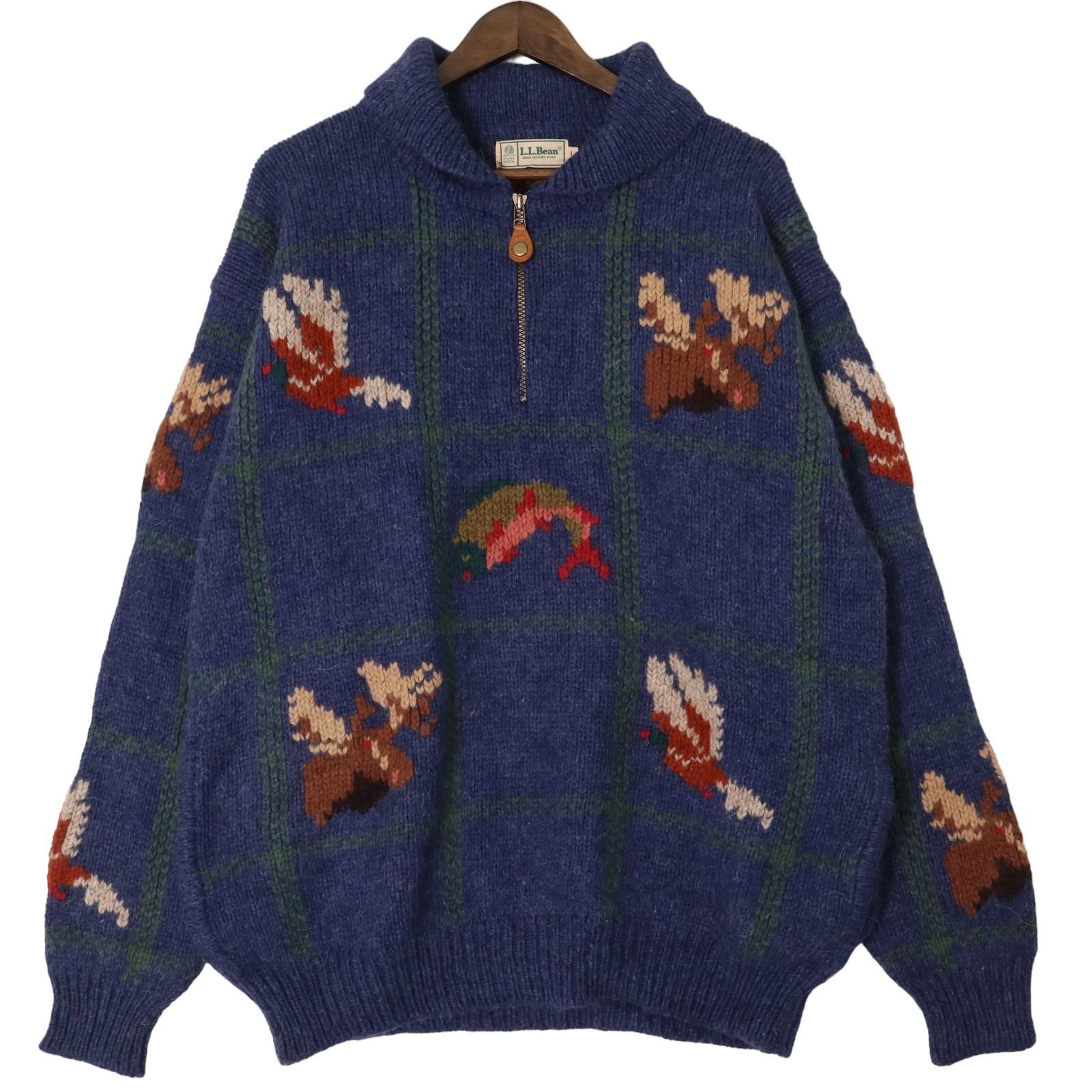 80年代 L.L.Bean エルエルビーン ハンドニット ハーフジップ セーター 