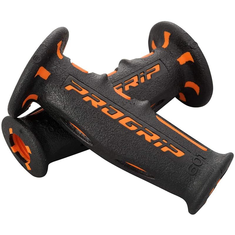 デイトナ(Daytona) PROGRIP(プログリップ) バイク用 グリップ ハンドル径φ22.2用 120mm 耐振ゲル エンド貫通 601タイプ オレンジ 1