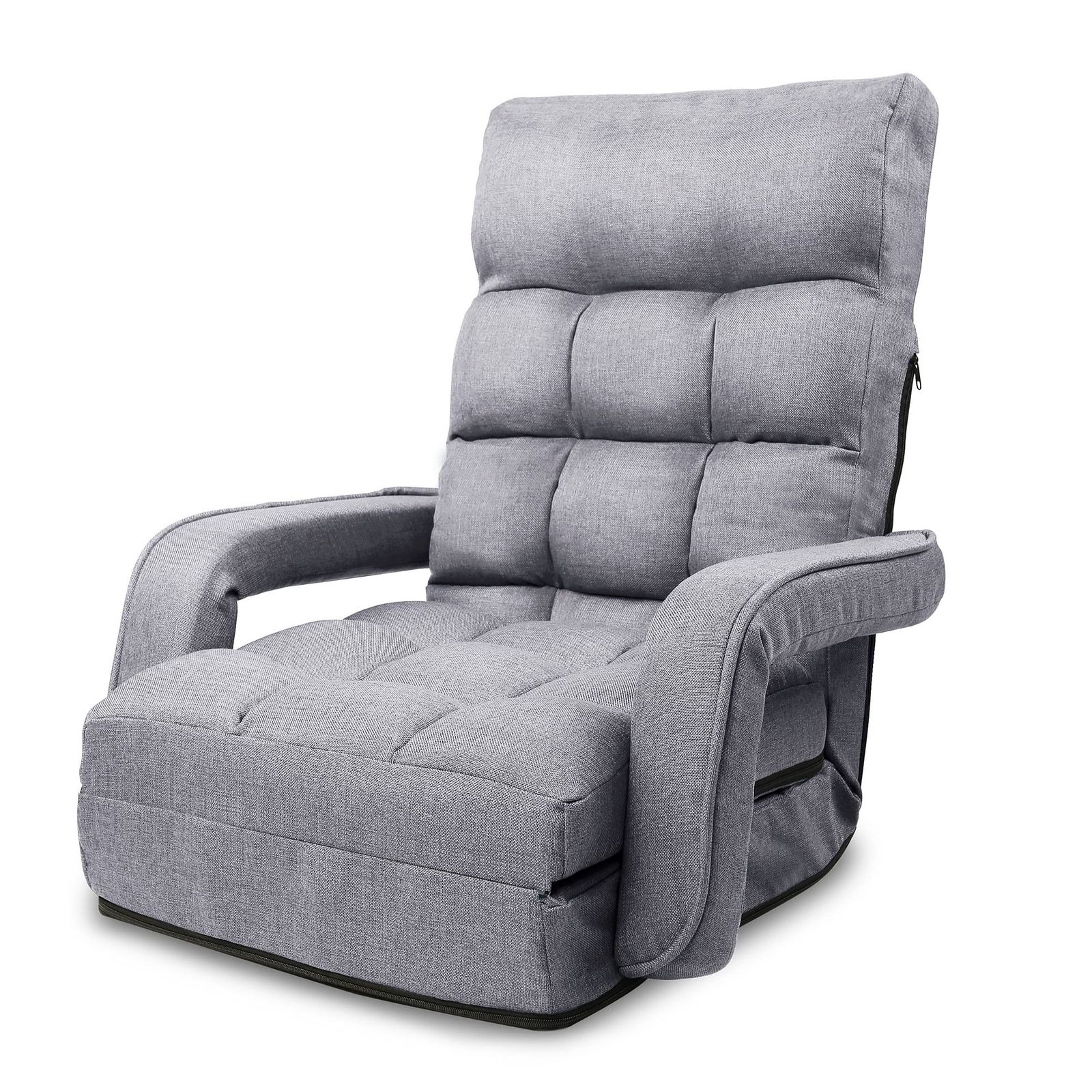 在庫わずか WLIVE 座椅子 肘掛け ひじ掛け付き ハイバック 肘置き 42段階リクライニング ふあふあ 肘掛け連動 フロアチェア 静電気防止 幅47cm グレー