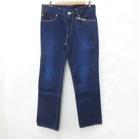 ランヘリ RANHERRI 尾州デニム BISHU DENIM パンツ デニム ジーンズ ストレート ロング ビンテージ加工 綿 青 ブルー 35 サンプル品