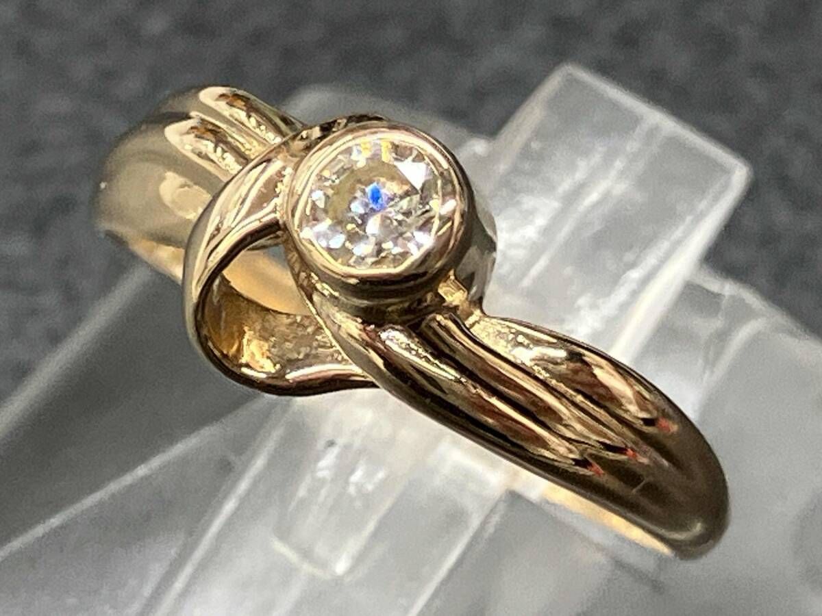 K18 イエローゴールド 天然ダイヤモンド ＃9 D0.15ct 総重量2.01g 