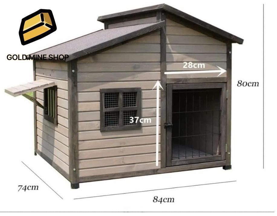 無垢材の犬小屋 屋外の木造犬小屋 大型犬小屋 屋外防水犬小屋 L 84*74*80CM