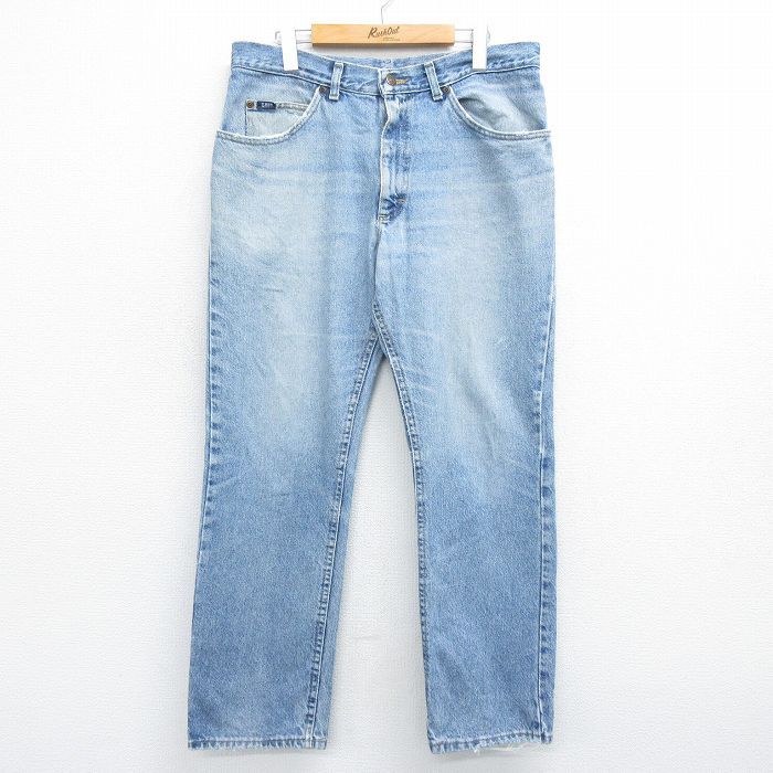 W35/古着 リー Lee ジーンズ メンズ 90s ヒゲ コットン 薄紺 ネイビー デニム 23dec21 中古 ボトムス ジーパン Gパン ロング パンツ