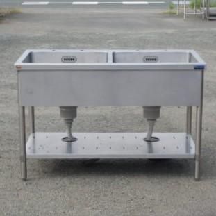 マルゼン 業務用 ステンレス 2槽 シンク W1200 D600 H800mm 厨房 BS2-126N 槽内寸W545D458深255mm すのこさび W120cm