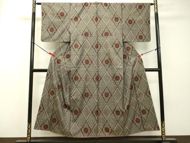 平和屋着物○希少 本場大島紬 龍郷絣 花菱文 正絹 逸品 DAAR4467tw  