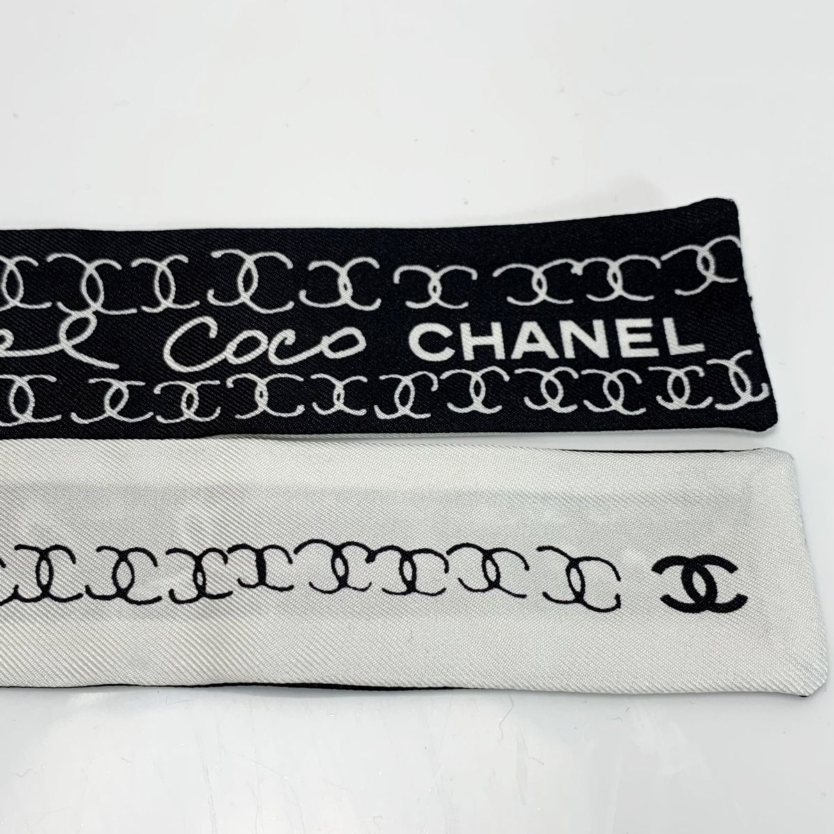 CHANEL シャネル ヘアバンド 細いスカーフ ツイリー シルク100