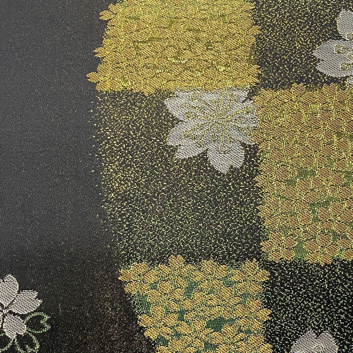 袋帯 秀品 桜 花びら 箔 金銀糸 黒 六通 正絹 【中古】 - メルカリ
