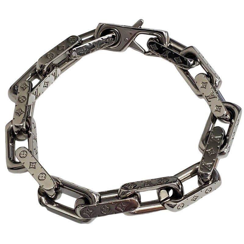 LOUIS VUITTON ルイ ヴィトン ブレスレット コリエ チェーン モノグラム Lサイズ M64224 シルバー メタル ブレスレット 32506K192