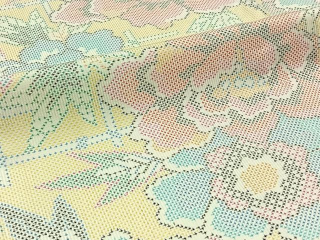 平和屋着物▽本場大島紬 単衣 7マルキ 草花文 正絹 逸品 AABB8031jh 平和