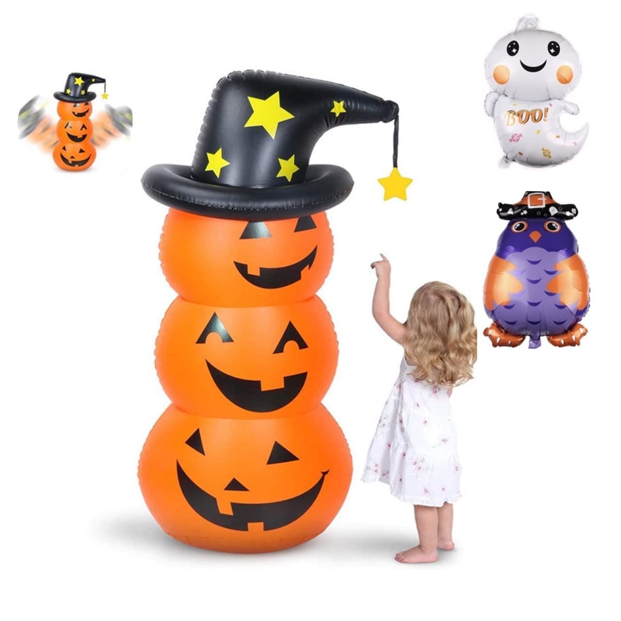 Blsummy ハロウィン 飾り付け かぼちゃ ロッキング バルーン 風船 装飾 屋外 2個おまけ付 パンプキン 140cm パーティー 学園祭 店舗 飾り