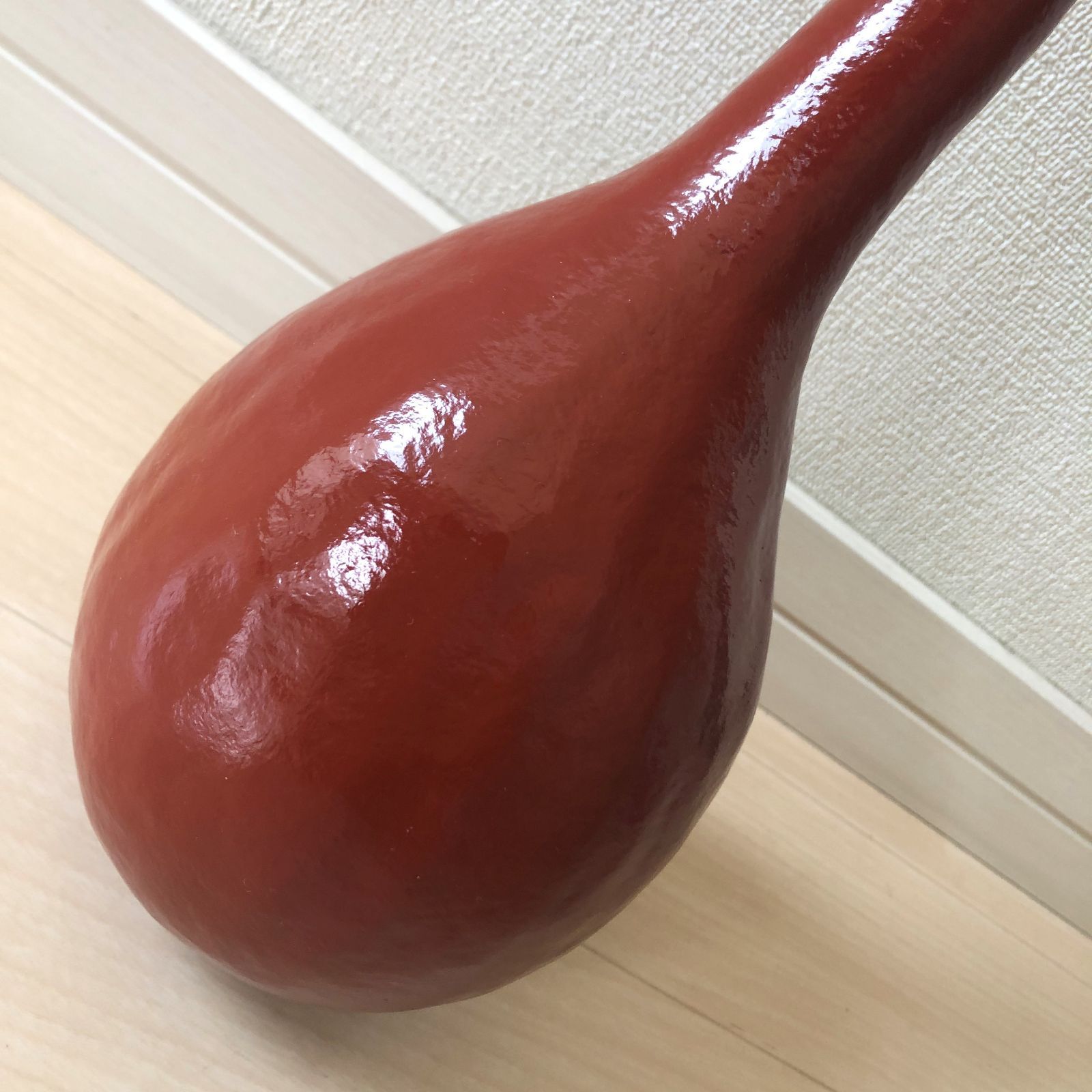 【美品】漆塗り瓢箪（弁柄色）首長ひょうたん #J019 縁起物 美品】漆塗り瓢箪（弁柄色）首長ひょうたん #J019 縁起物