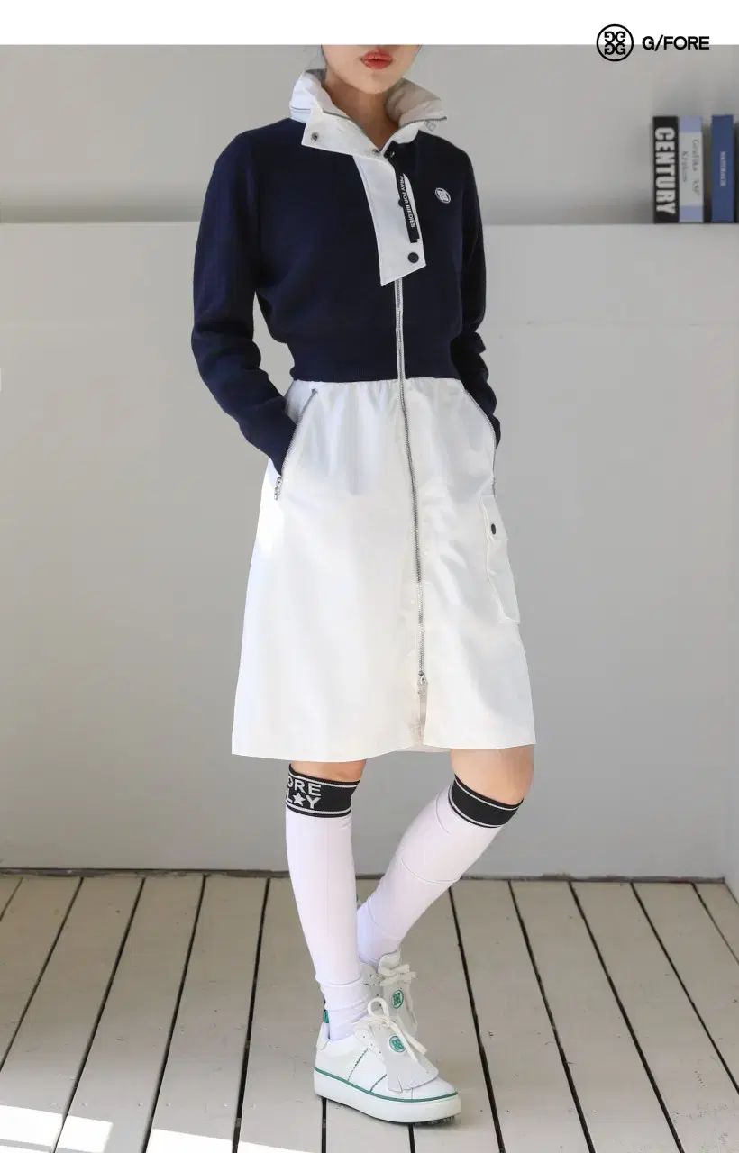 レディースゴルフウェア ニット スラブ zip ドレス