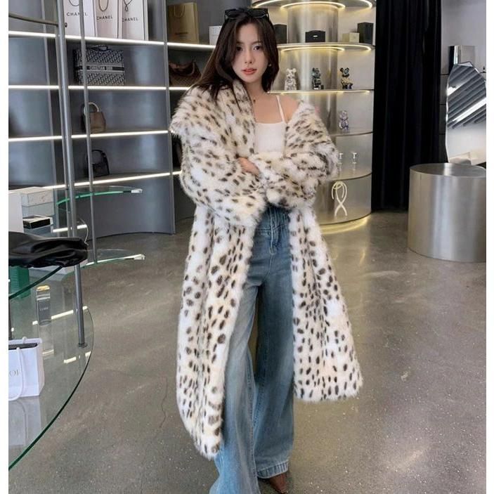 ヒョウ柄 コート レディース レオパード アウター おしゃれ 冬 アメリカ 長袖 暖かい グレー グリーン