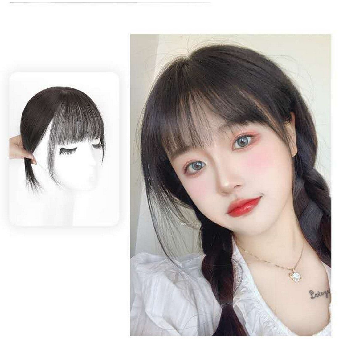 前髪ウィッグ 全2色 人毛100% ポイントウィッグ ナチュラル