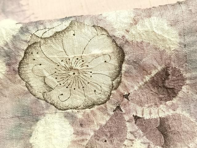 平和屋着物▽十日町 名門 滝泰謹製 訪問着 単衣 紬地 絞り 辻が花 正絹