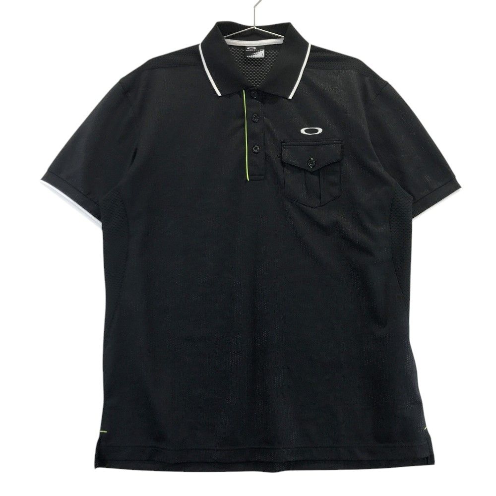 サイズ：L OAKLEY オークリー 半袖ポロシャツ 総柄 ブラック系