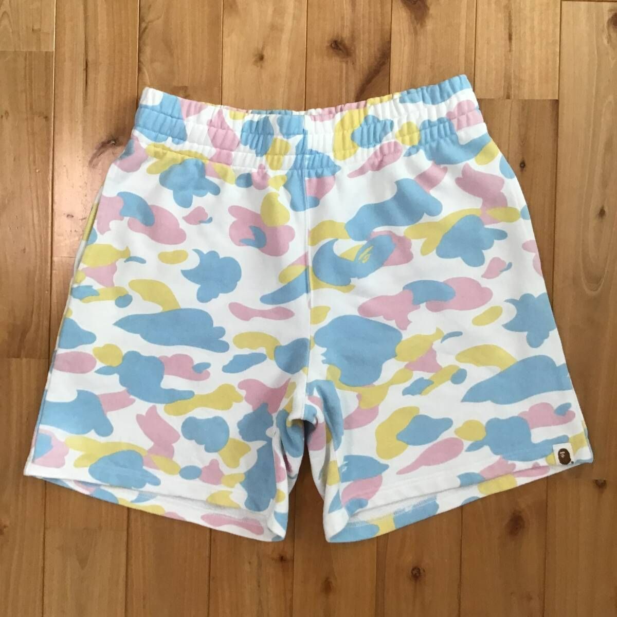 マルチカモ スウェット ハーフパンツ レディース Mサイズ a bathing ape BAPE shorts cotton candy camo multi camo エイプ ベイプ