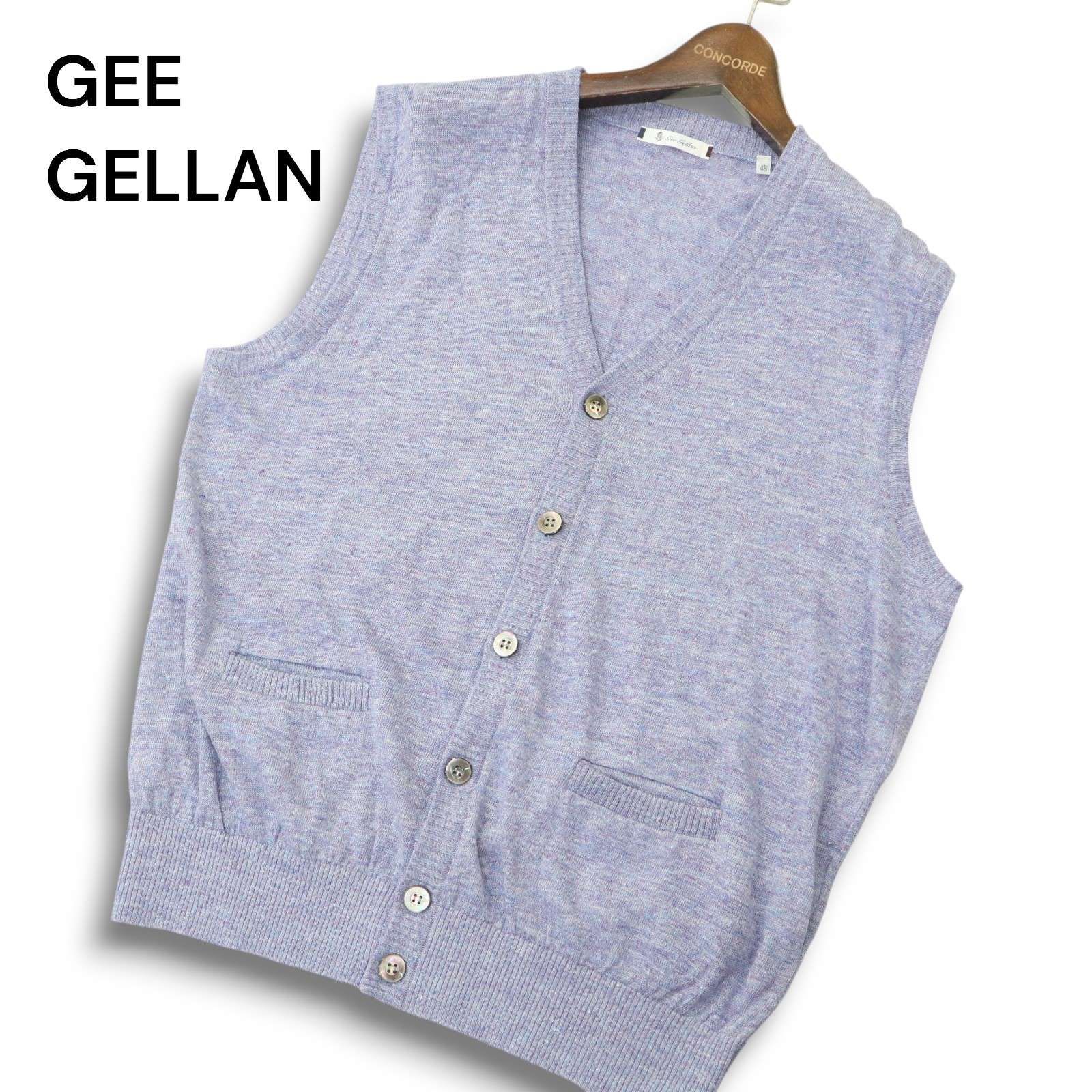 GEEGELLAN ジーゲラン GEE GELLAN カシミヤ100％ バイアス柄 Vネック 