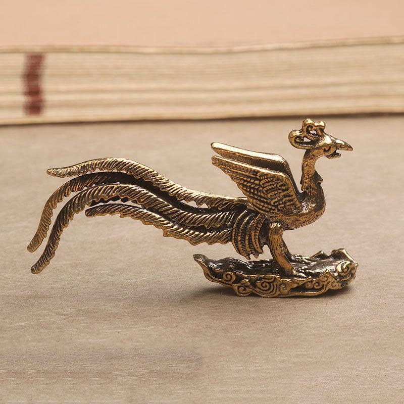 銅 細工 鳳凰 茶道茶寵 文鎮 筆架 文房具 装飾品 工芸品 置物
