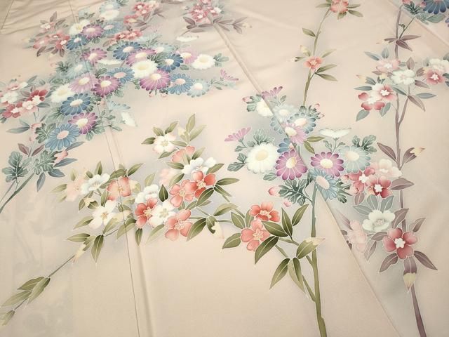 平和屋着物○訪問着 友禅 草花文 正絹 逸品 CAAZ2571ut - メルカリ