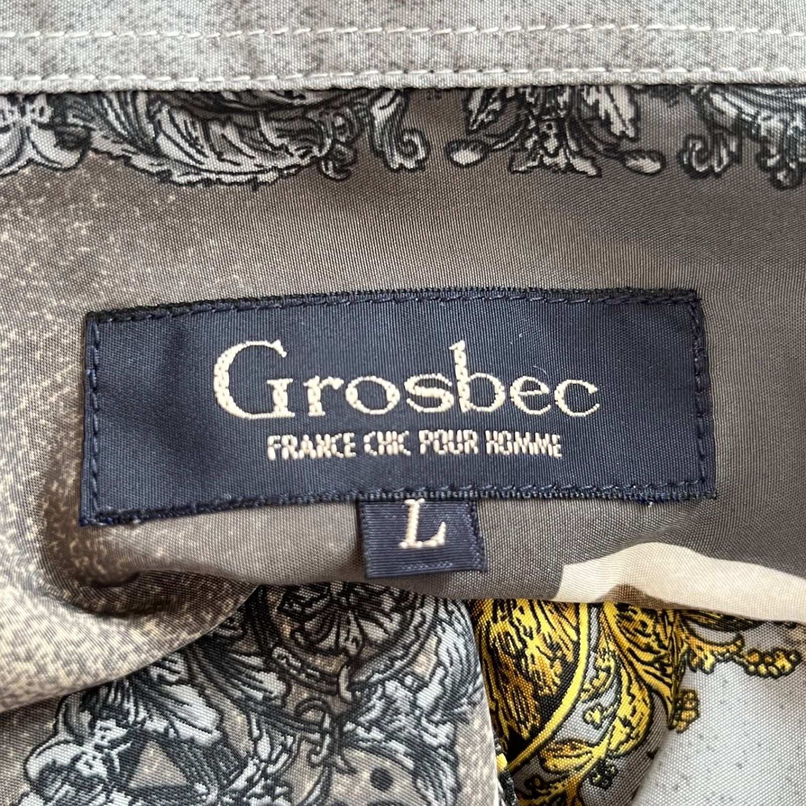 日本製(^w^)b Grosbec グローベック 半袖シャツ 総柄 柄シャツ