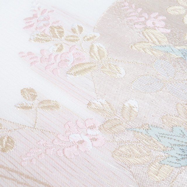 C 美品 流れに花模様 金糸 六通 正絹 薄物 夏用 絽 紗 フォーマルな袋帯 C 美品 流れに花模様 金糸 六通 正絹 薄物 夏用 絽 紗
