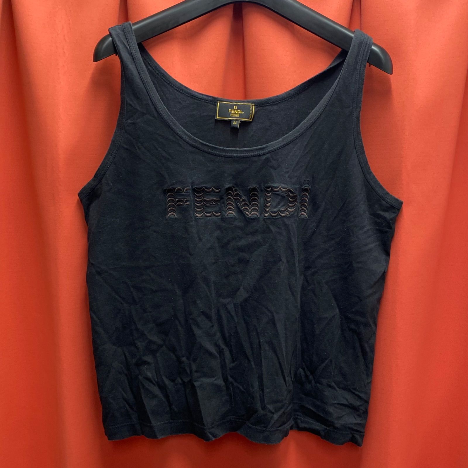 フェンディ タンクトップ 未使用 FENDI フェンディ タンクトップ ブラック ロゴ 44サイズ L XL