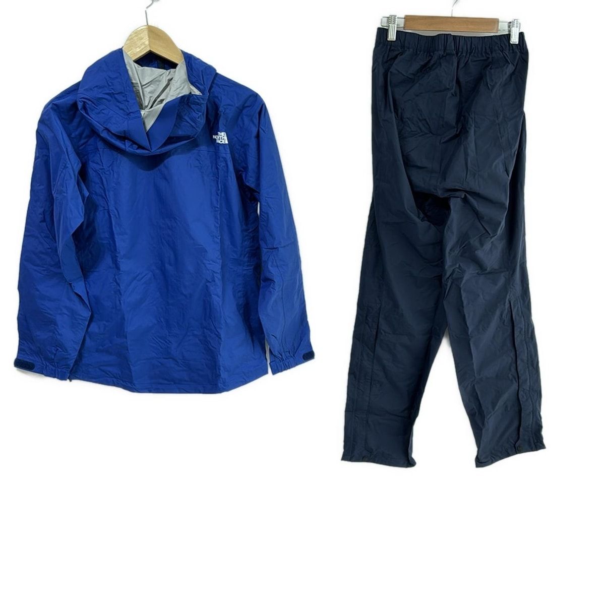ノースフェイス レディースパンツセットアップ レディース ハイベントレインテックス NPW11716 ブルー×ネイビー 収納袋付き