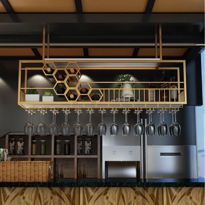 ワインラック 吊り下げワインラック ハニカムデザイン ラグジュアリー