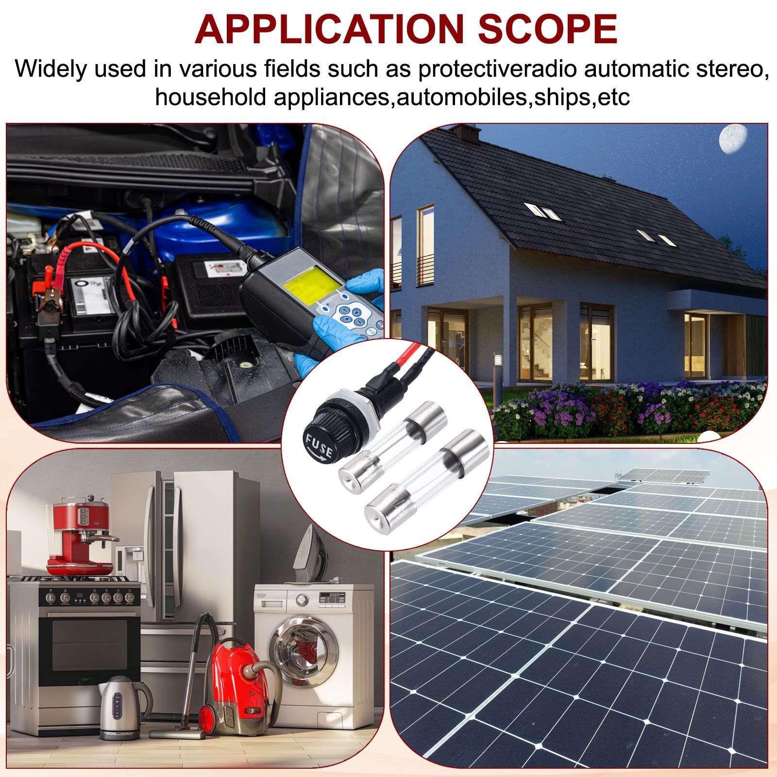 uxcell 5個のパネル取り付けヒューズホルダー、5 x 20mm 10/15A