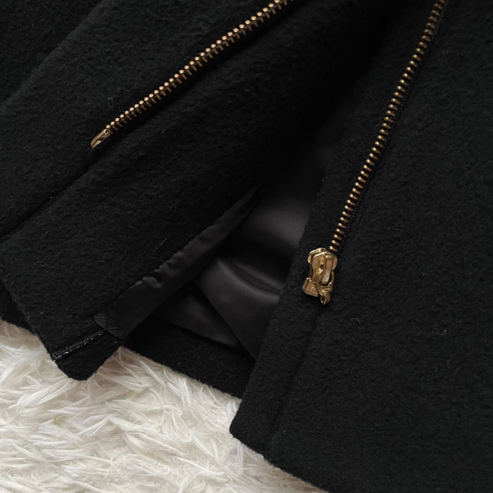 ANAYI アナイ ダブルビーバーフードコート ウールコート ジップアップ